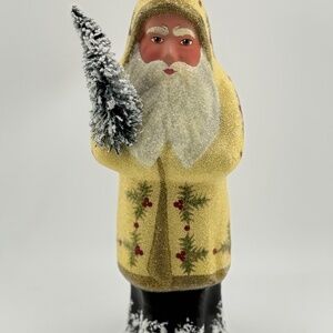 Ino Schaller 10 1/2” Belsnickle Santa West Germany Yellow Transparent  Sugar